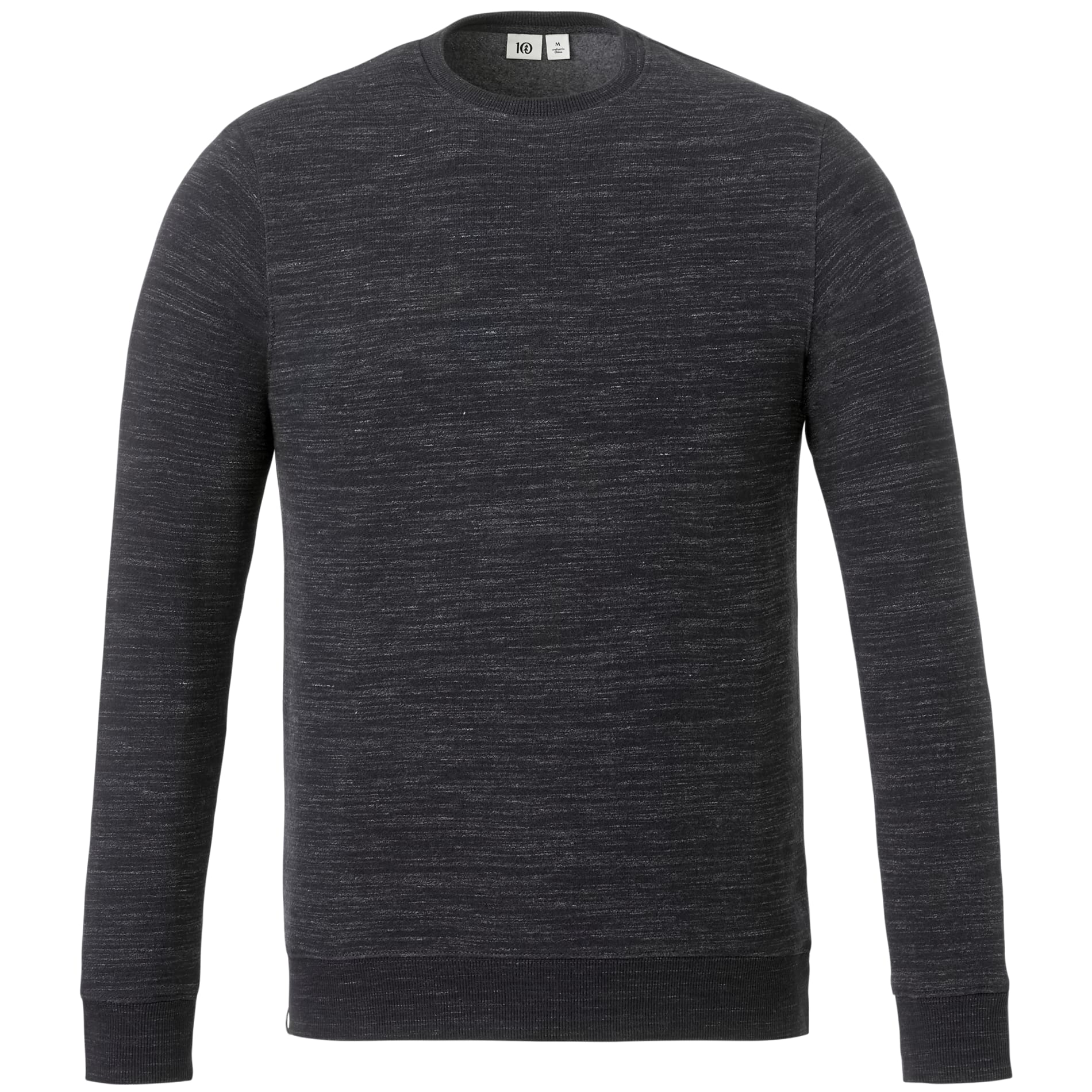 Front View of Black tentree Space Dye Classic Crew - Men's plain