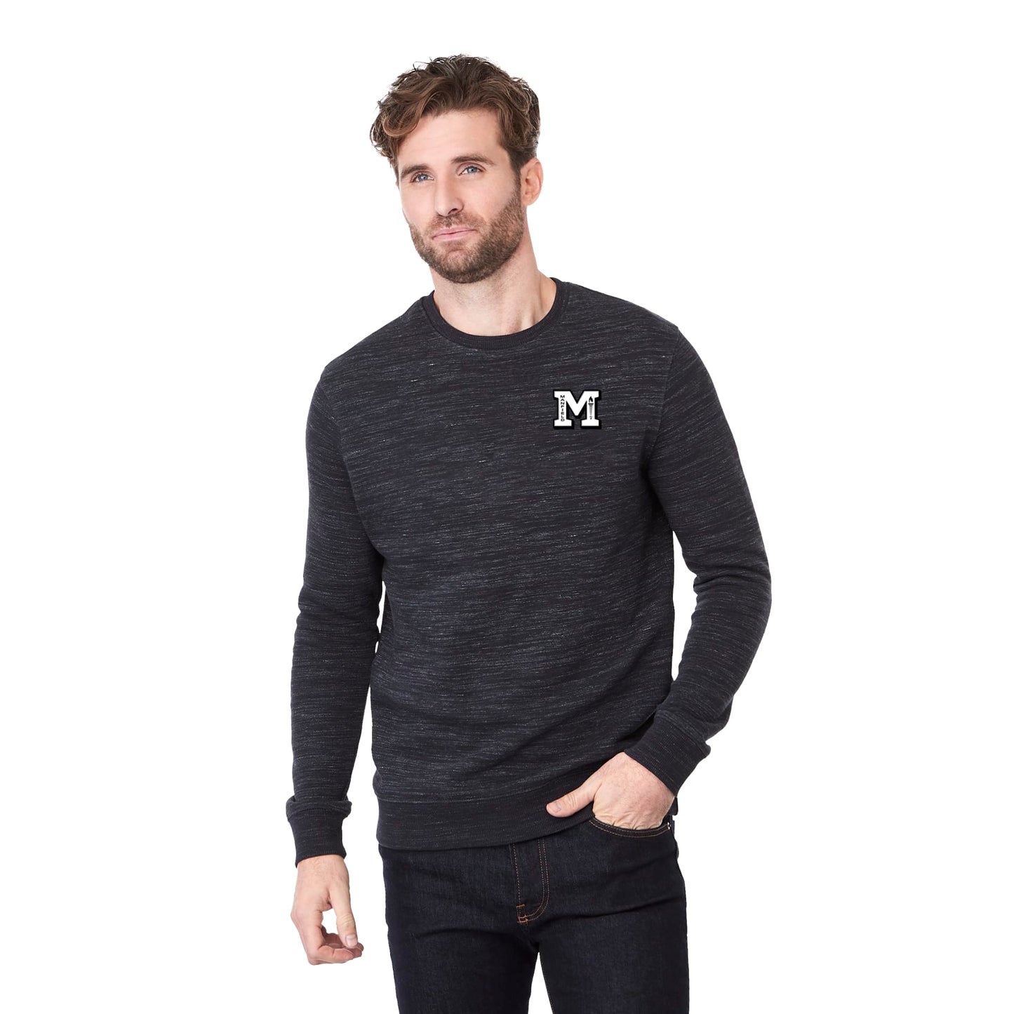 Front View of Black tentree Space Dye Classic Crew - Men's