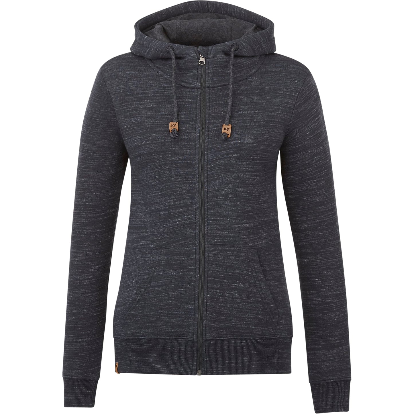 Front View of Black tentree Space Dye Zip Hoodie - Women's plain