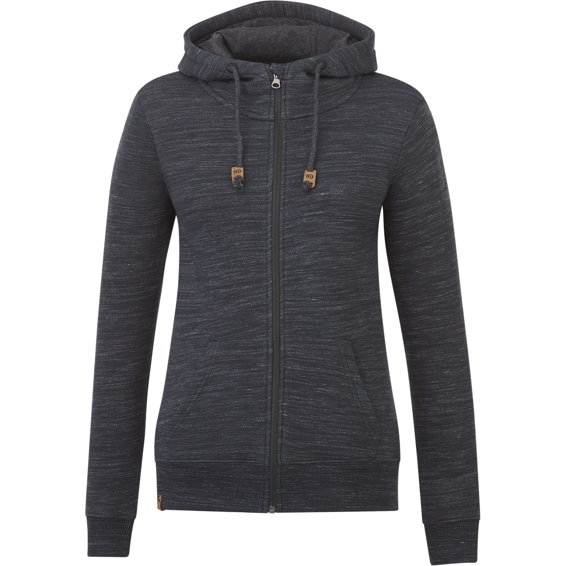 Front View of Black tentree Space Dye Zip Hoodie - Women's plain