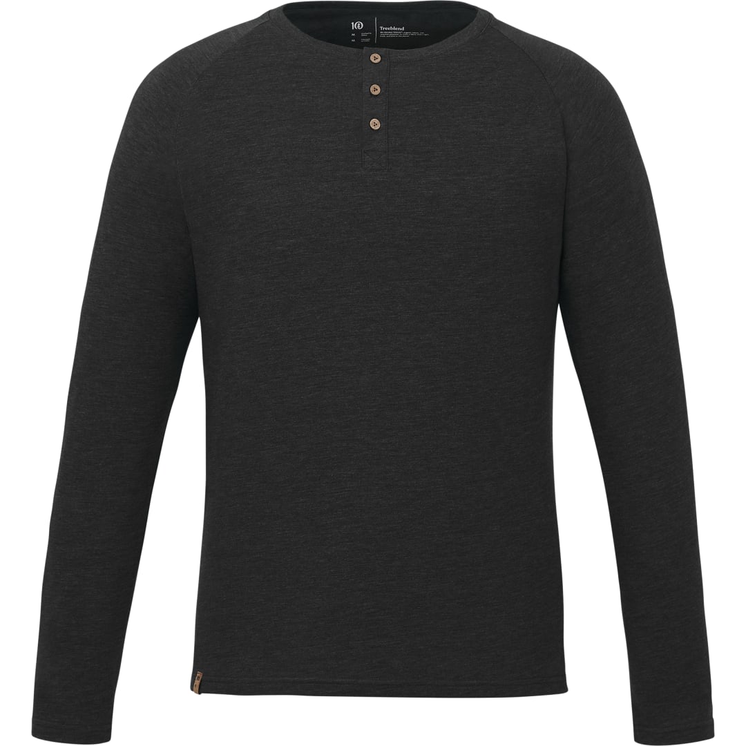 Front View of Black tentree TreeBlend Classic Henley Longsleeve - Men's plain