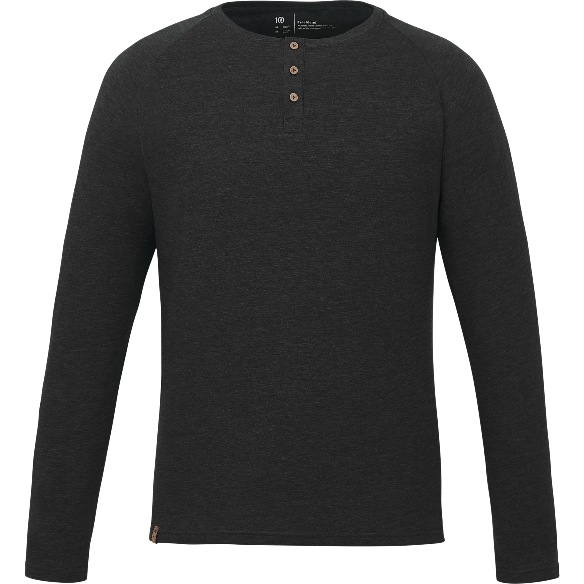 Front View of Black tentree TreeBlend Classic Henley Longsleeve - Men's plain