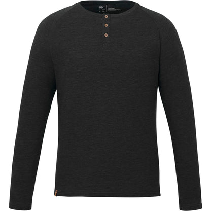 Front View of Black tentree TreeBlend Classic Henley Longsleeve - Men's plain