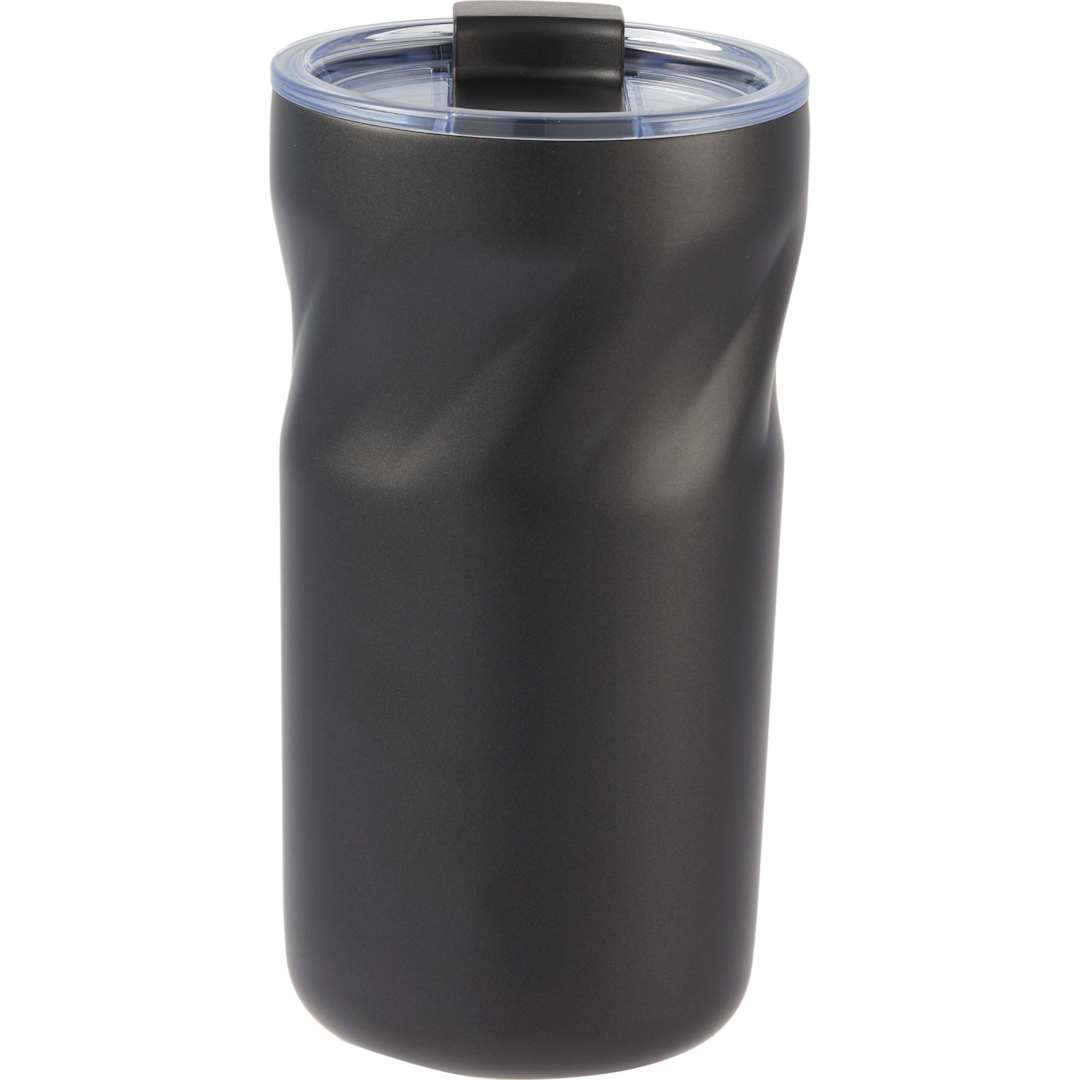 Front View of Black Thalia 16oz Vacuum Tumbler plain