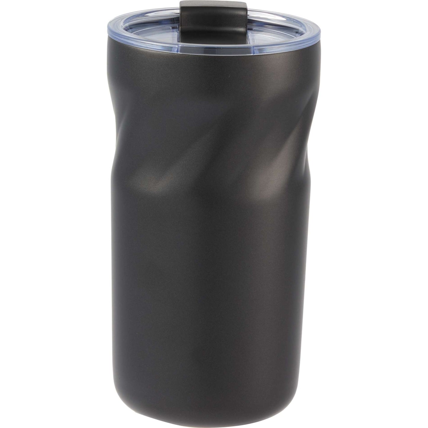 Front View of Black Thalia 16oz Vacuum Tumbler plain