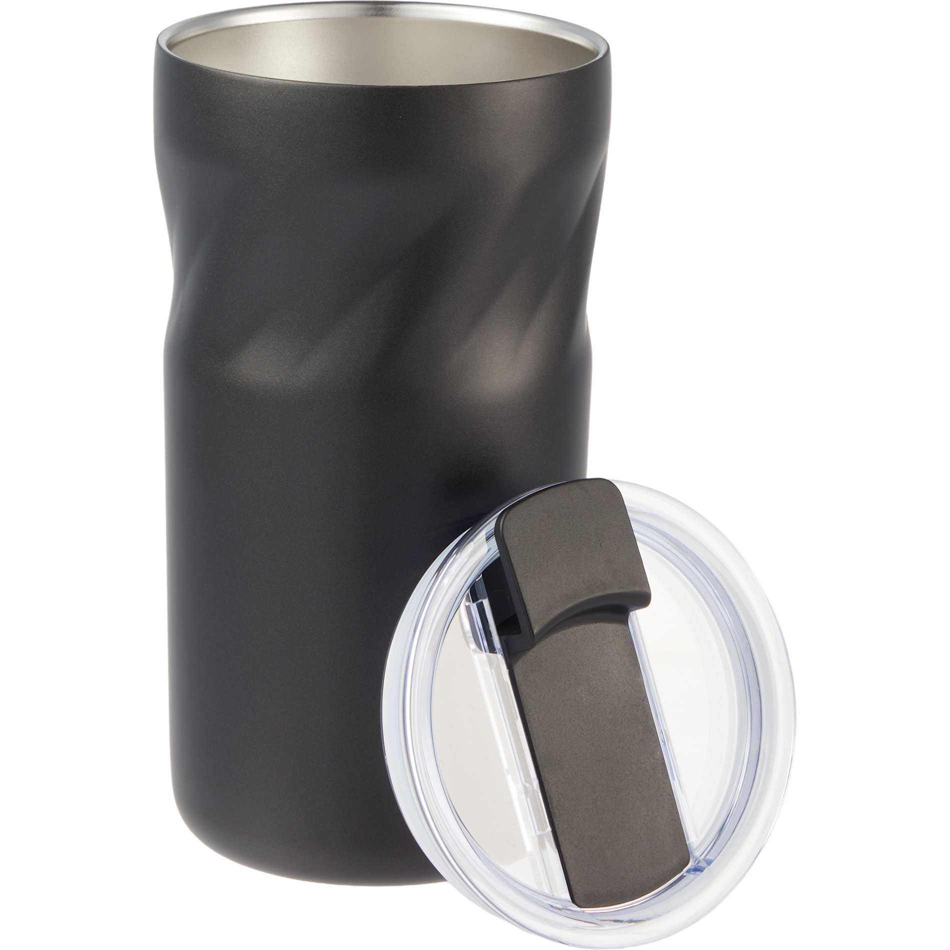 Front View of Black Thalia 16oz Vacuum Tumbler plain