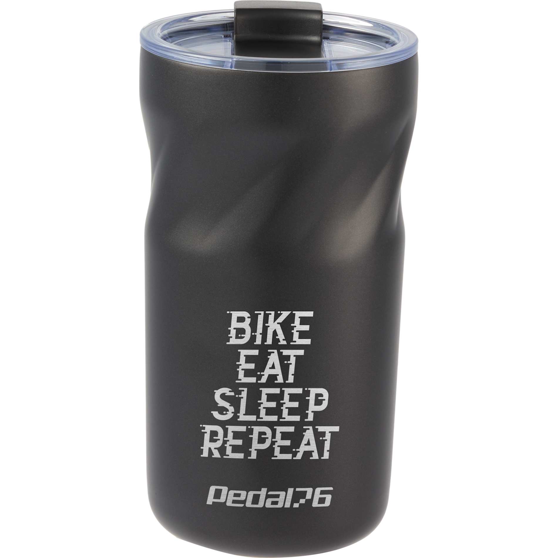 Front View of Black Thalia 16oz Vacuum Tumbler