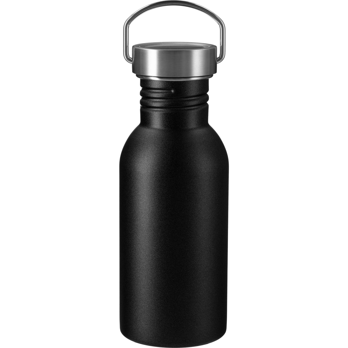 Front View of Black Thor 20oz Stainless Sports Bottle plain