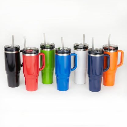 Front View of Black Thor 40oz Straw Tumbler plain
