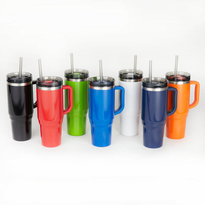Front View of Black Thor 40oz Straw Tumbler plain