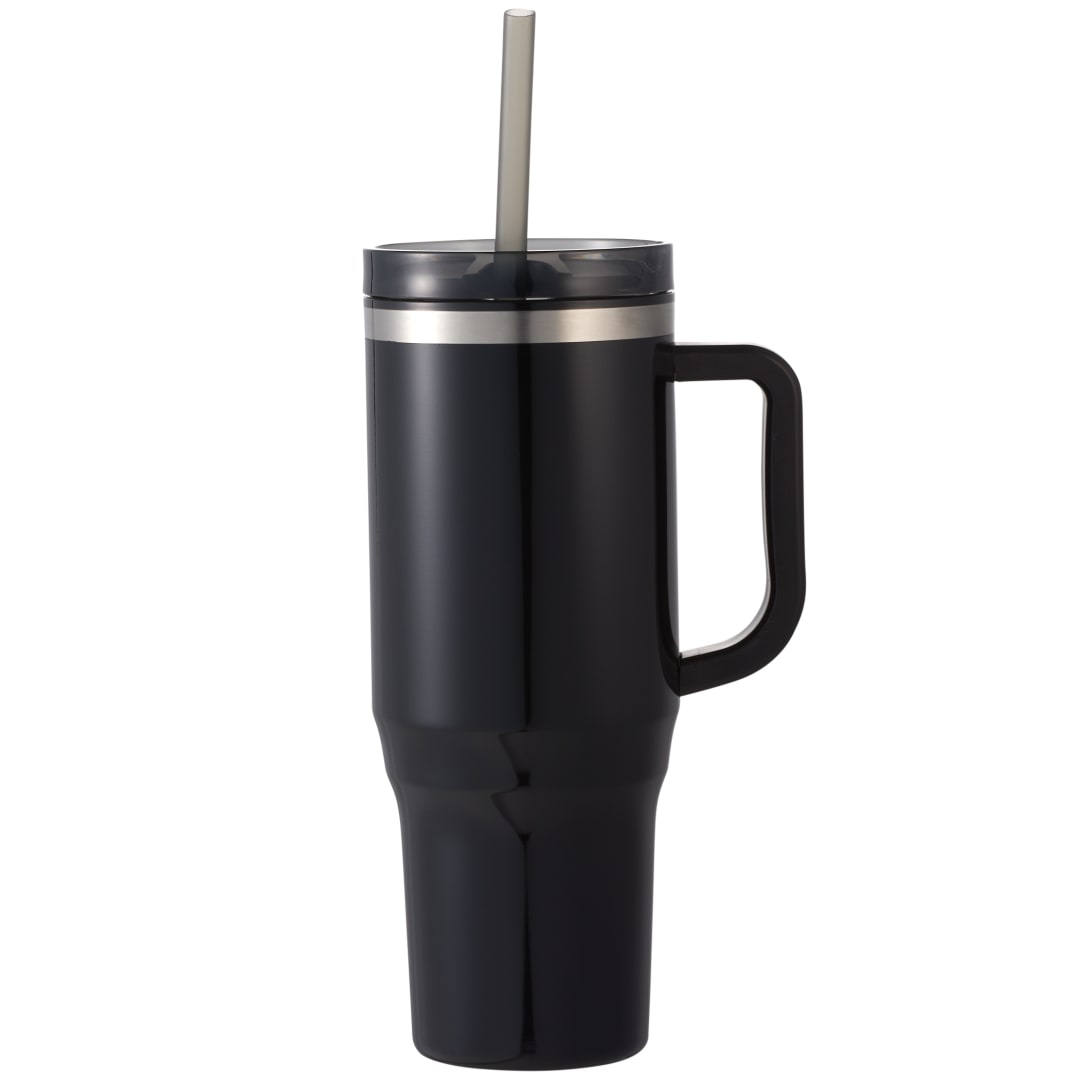 Front View of Black Thor 40oz Straw Tumbler plain