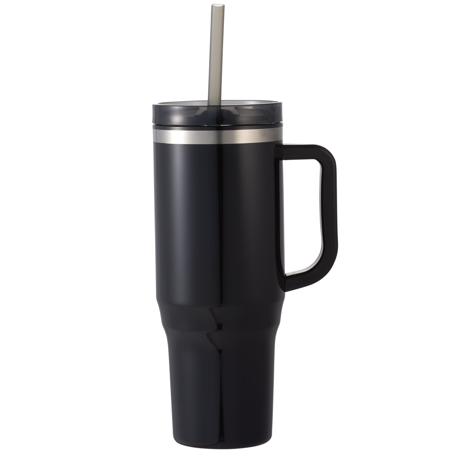 Front View of Black Thor 40oz Straw Tumbler plain