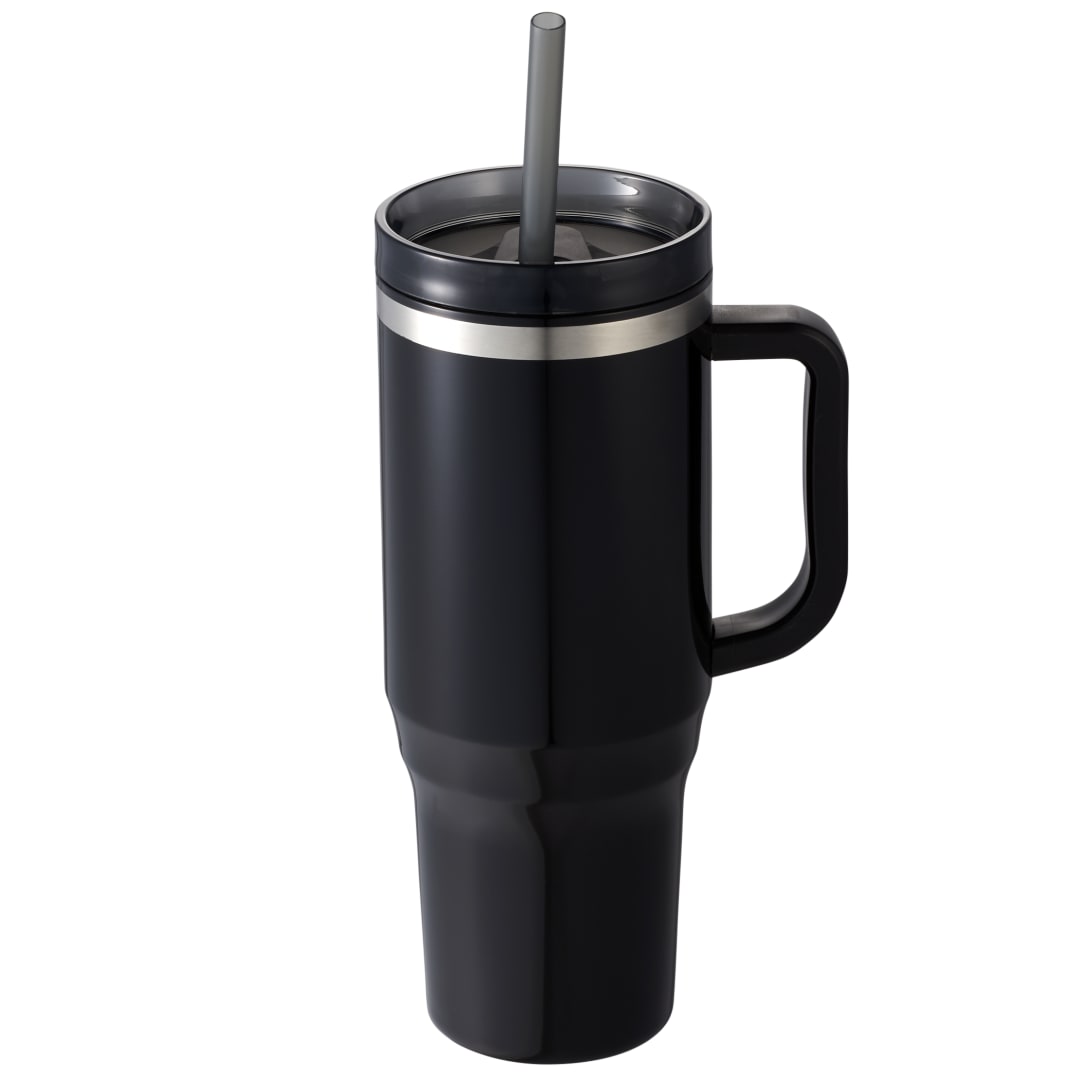 Front View of Black Thor 40oz Straw Tumbler plain