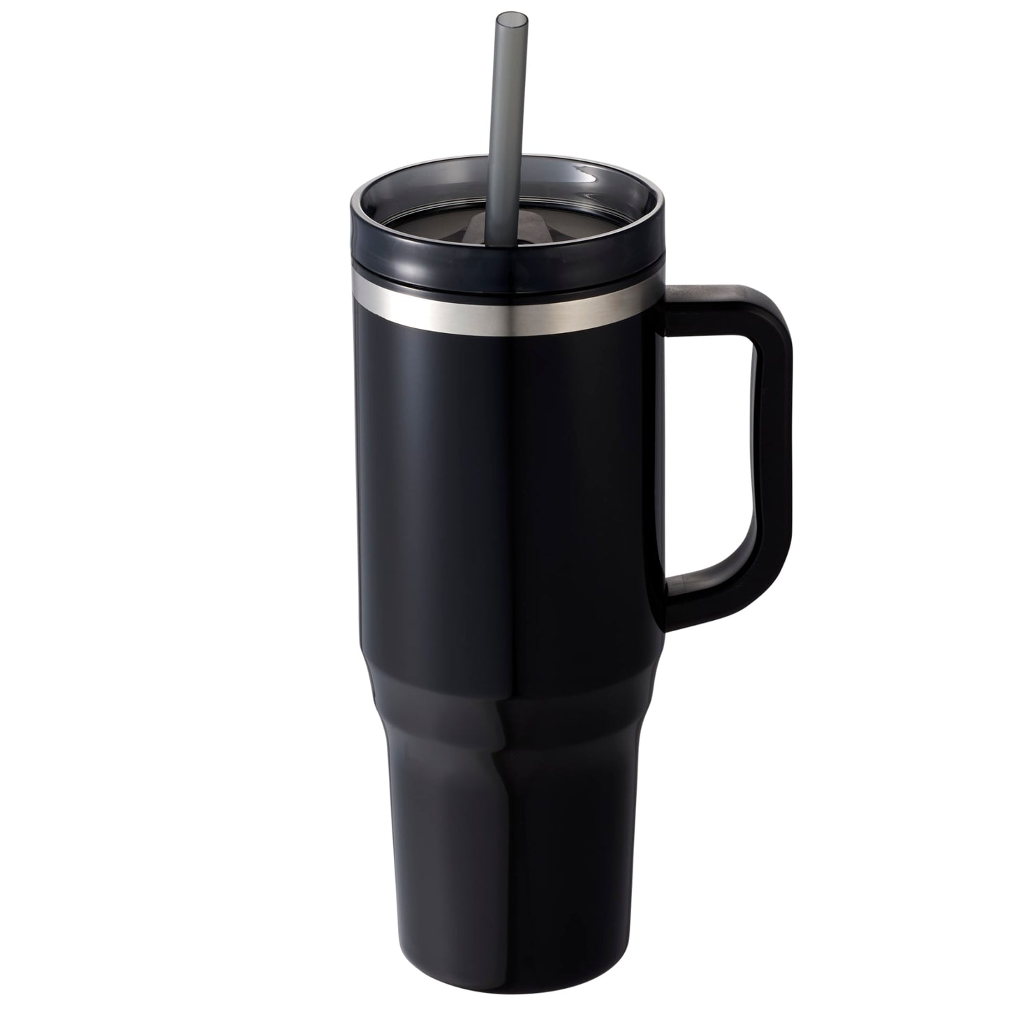 Front View of Black Thor 40oz Straw Tumbler plain