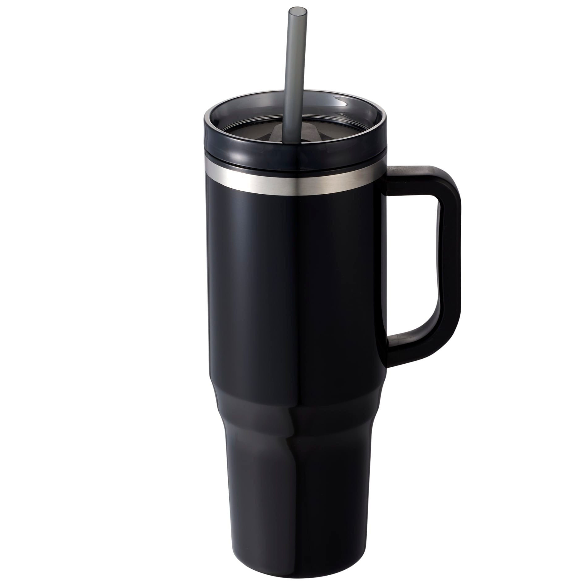 Front View of Black Thor 40oz Straw Tumbler plain