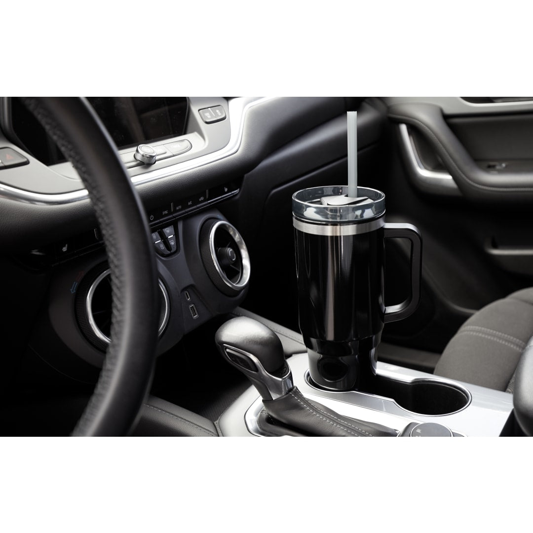 Front View of Black Thor 40oz Straw Tumbler plain