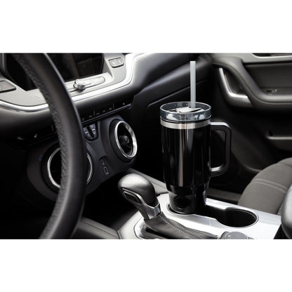 Front View of Black Thor 40oz Straw Tumbler plain