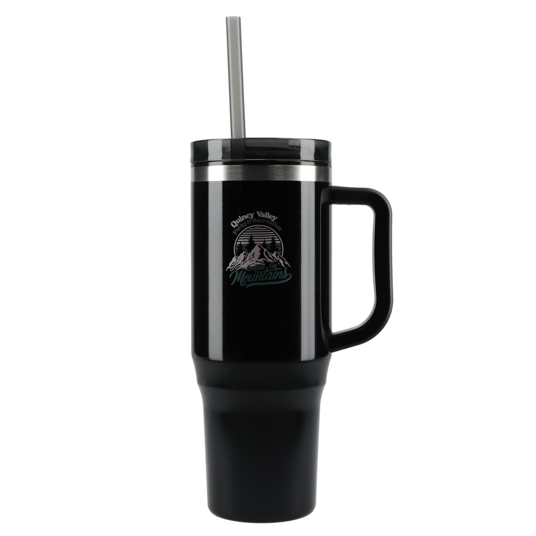 Front View of Black Thor 40oz Straw Tumbler