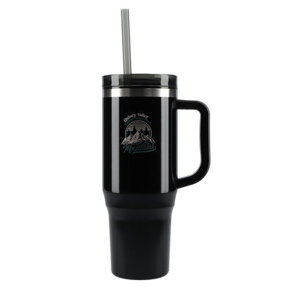 Front View of Black Thor 40oz Straw Tumbler