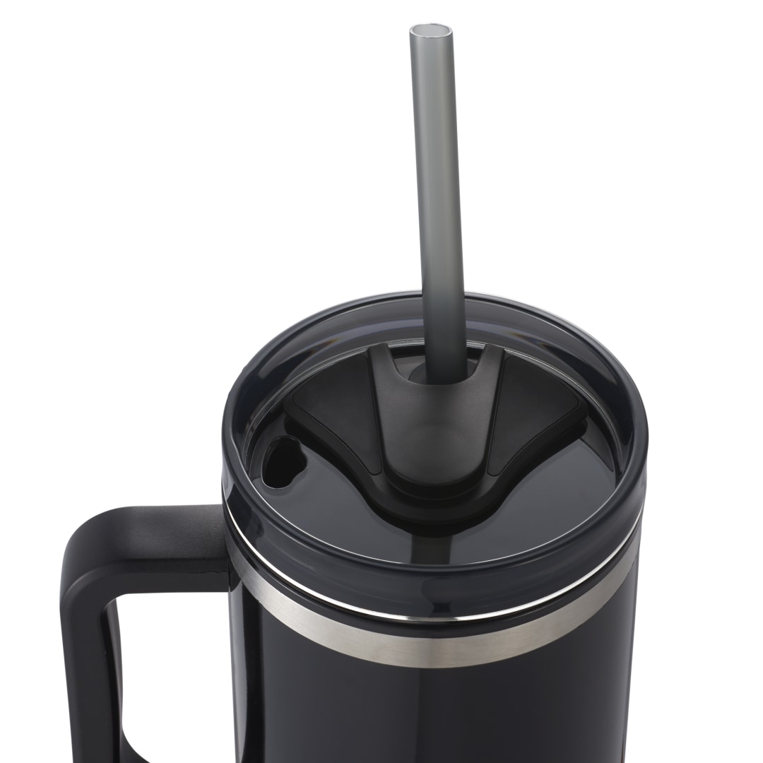 Front View of Black Thor 40oz Straw Tumbler