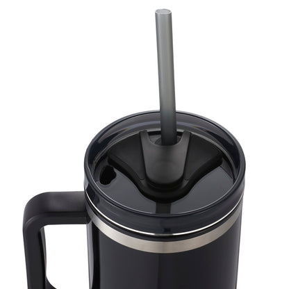 Front View of Black Thor 40oz Straw Tumbler