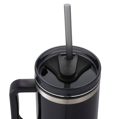 Front View of Black Thor 40oz Straw Tumbler