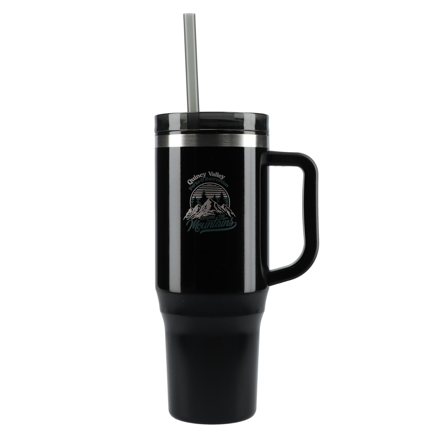 Front View of Black Thor 40oz Straw Tumbler