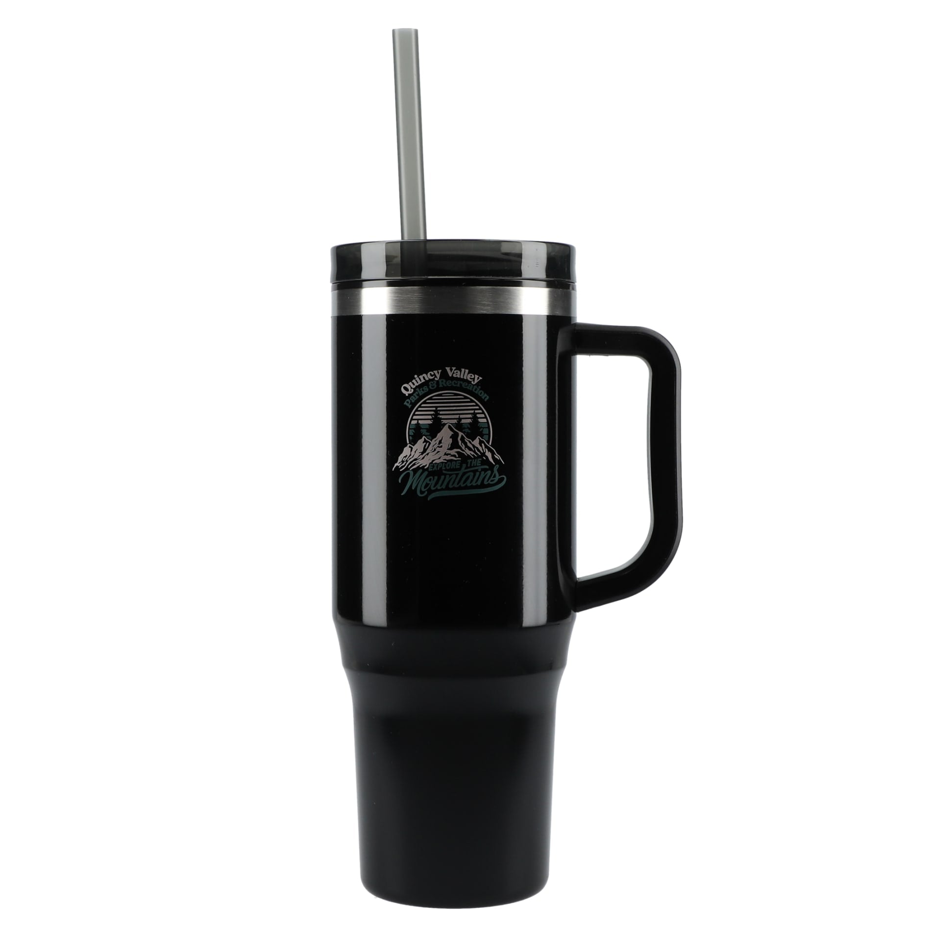 Front View of Black Thor 40oz Straw Tumbler