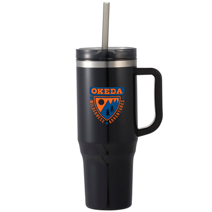 Front View of Black Thor 40oz Straw Tumbler