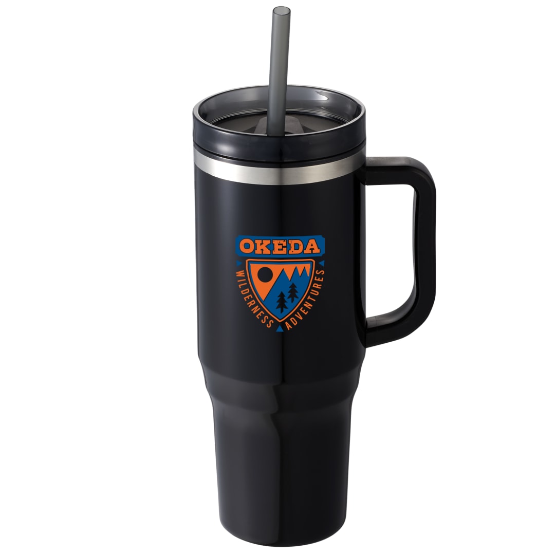 Front View of Black Thor 40oz Straw Tumbler