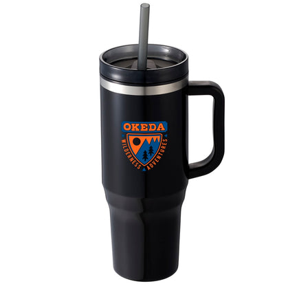 Front View of Black Thor 40oz Straw Tumbler
