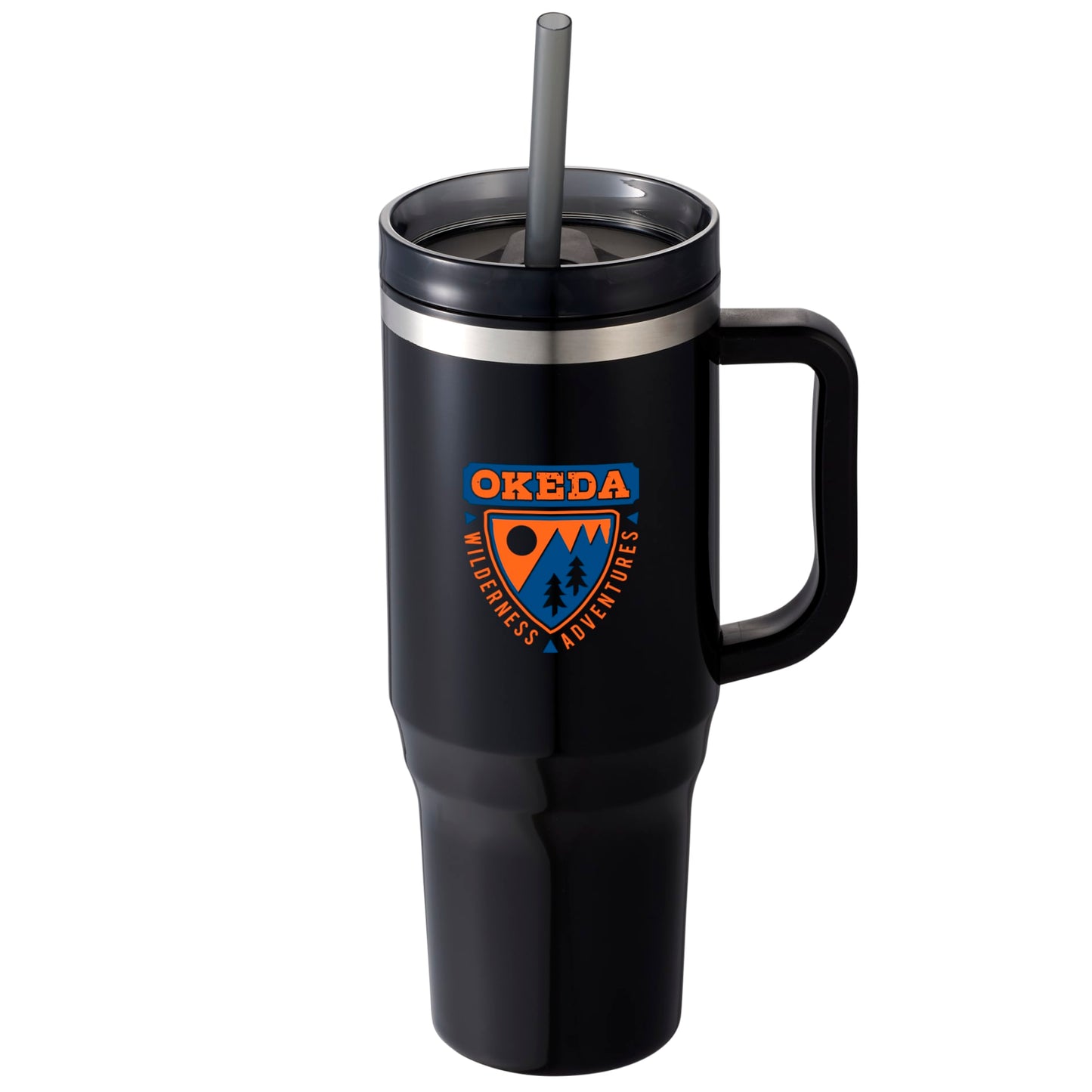 Front View of Black Thor 40oz Straw Tumbler