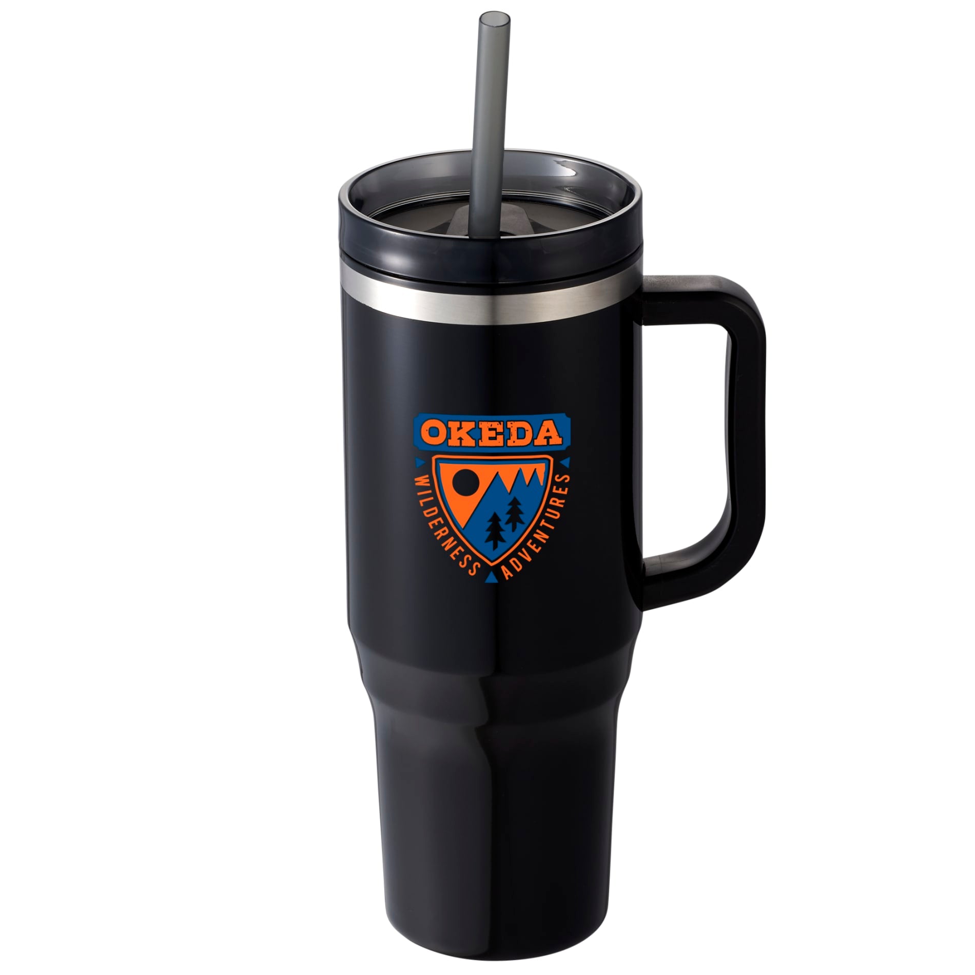 Front View of Black Thor 40oz Straw Tumbler