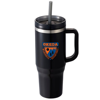 Front View of Black Thor 40oz Straw Tumbler