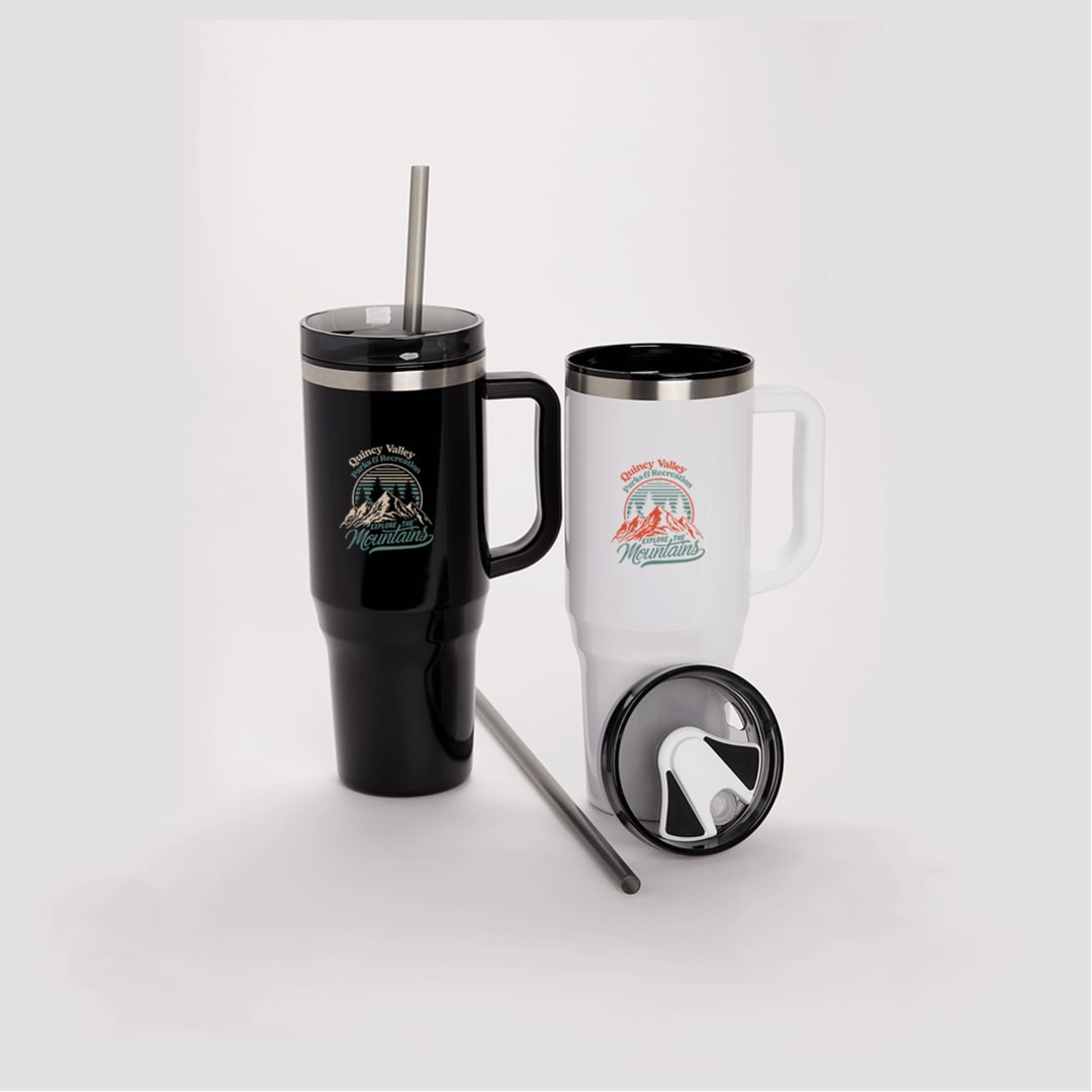 Front View of Black Thor 40oz Straw Tumbler