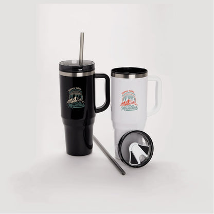 Front View of Black Thor 40oz Straw Tumbler