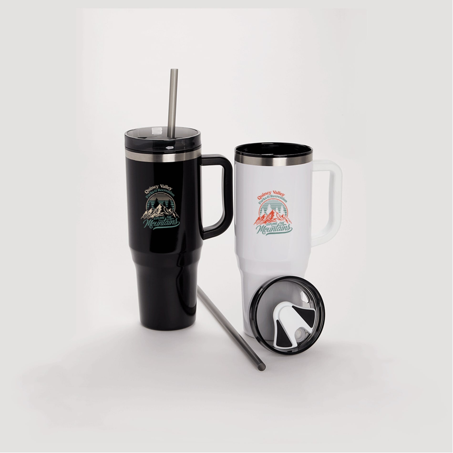 Front View of Black Thor 40oz Straw Tumbler
