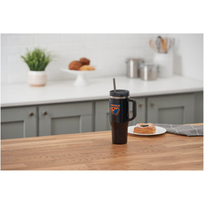 Front View of Black Thor 40oz Straw Tumbler