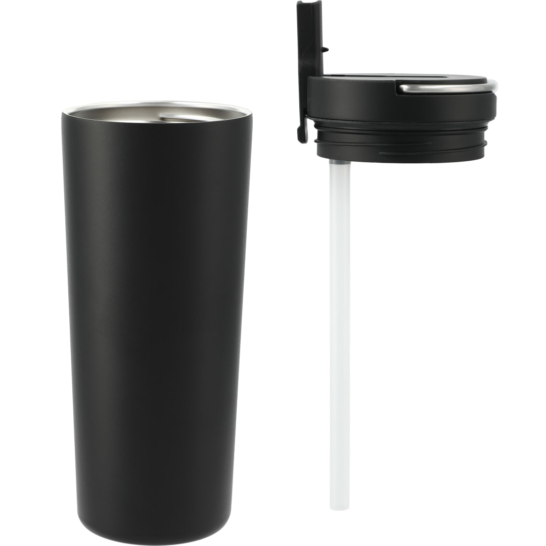 Front View of Black Thor Copper Insulated Tumbler 24oz Flip Straw Lid
