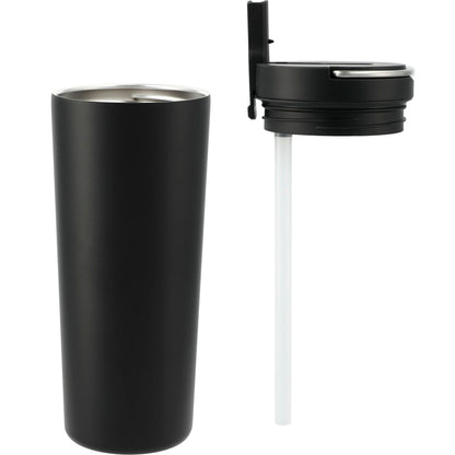 Front View of Black Thor Copper Insulated Tumbler 24oz Flip Straw Lid