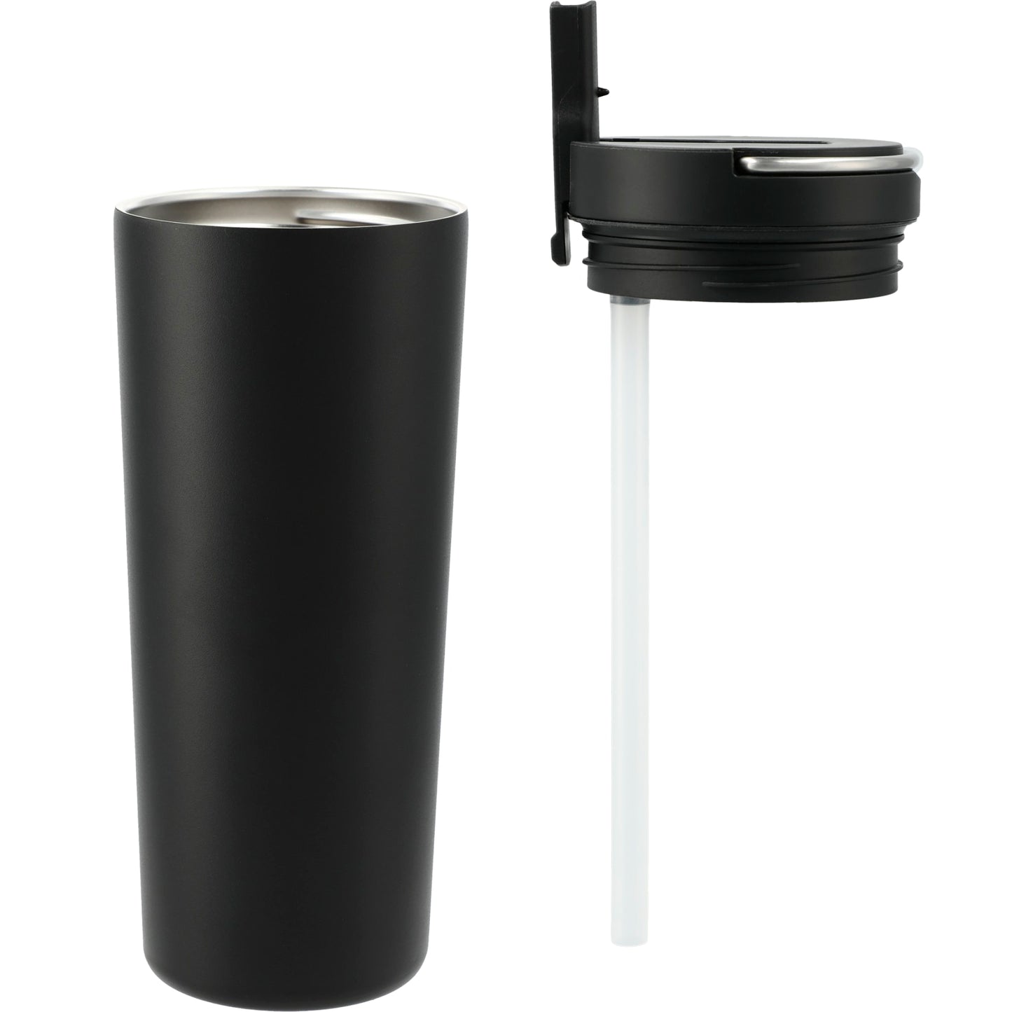 Front View of Black Thor Copper Insulated Tumbler 24oz Flip Straw Lid