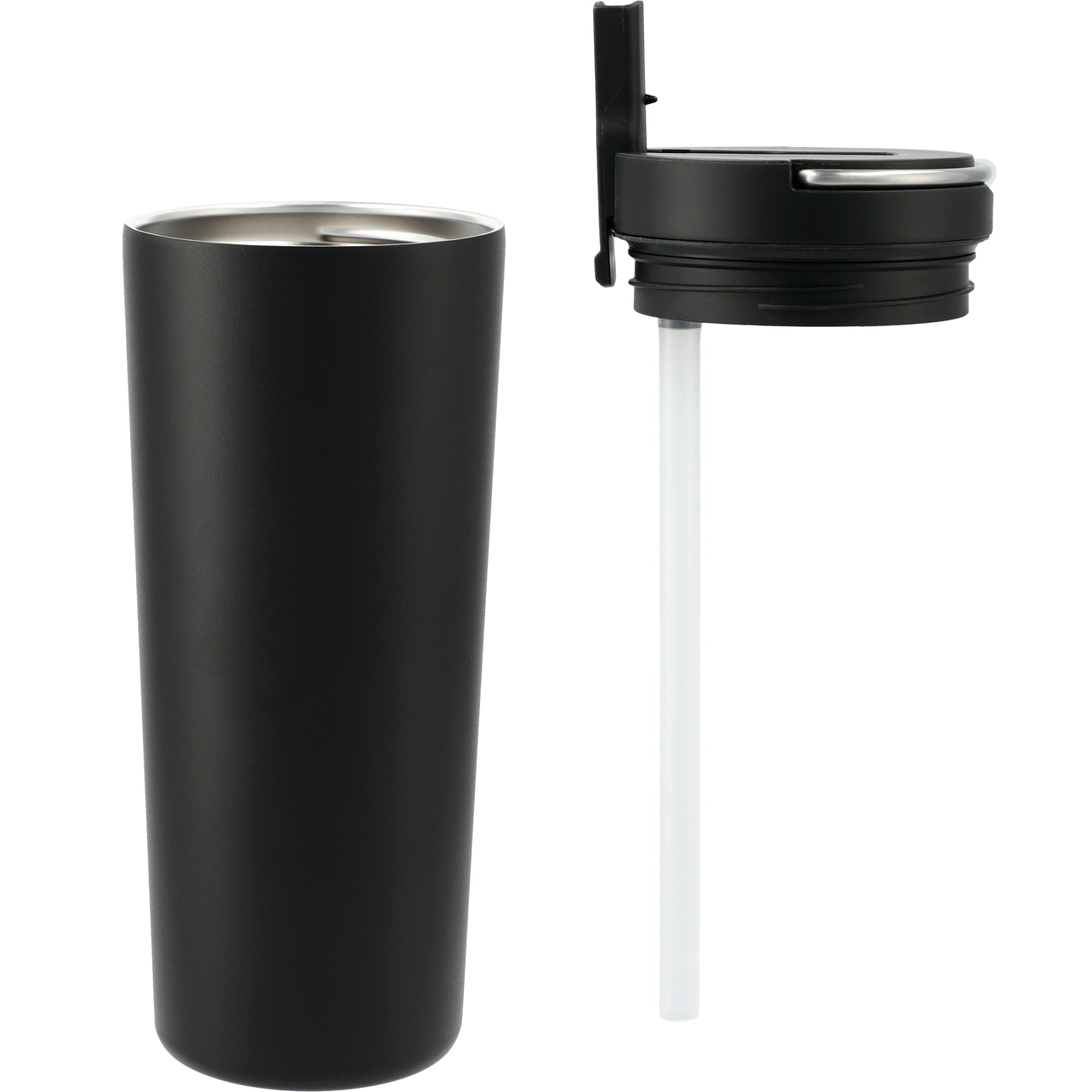 Front View of Black Thor Copper Insulated Tumbler 24oz Flip Straw Lid