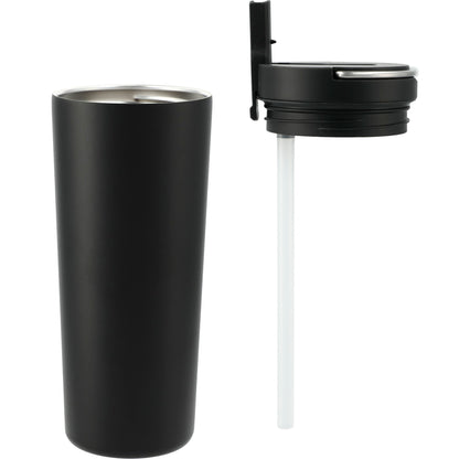 Front View of Black Thor Copper Insulated Tumbler 24oz Flip Straw Lid