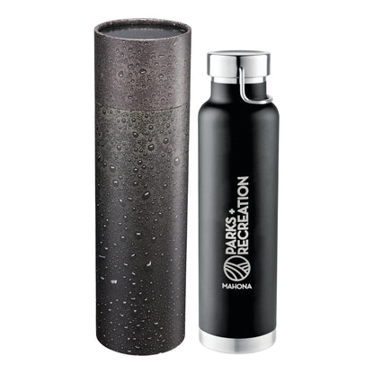 Front View of Black Thor Copper Vac Bottle 22oz With Cylindrical Box