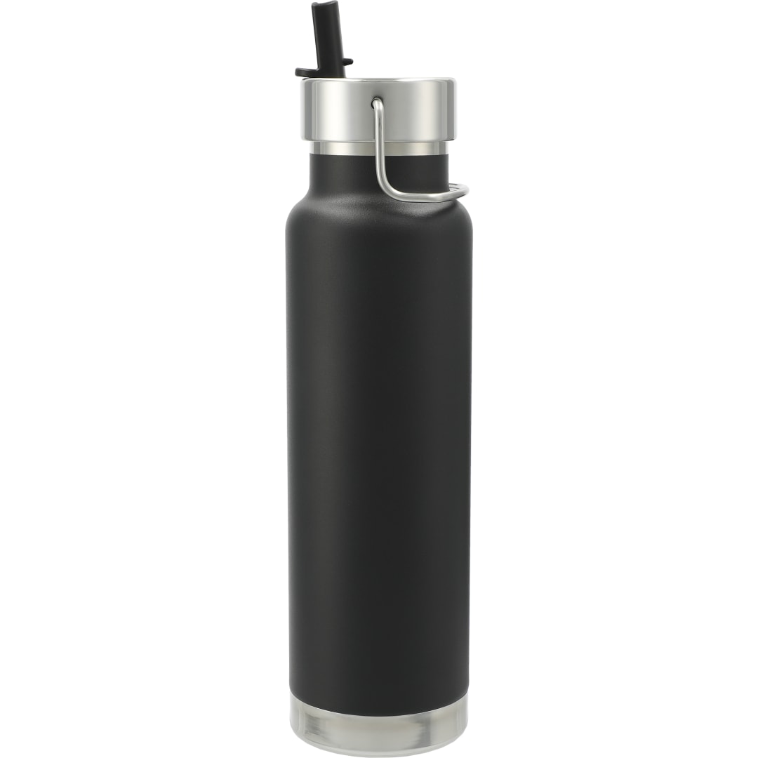 Front View of Black Thor Copper Vacuum Insulated Bottle 25oz Straw Lid plain