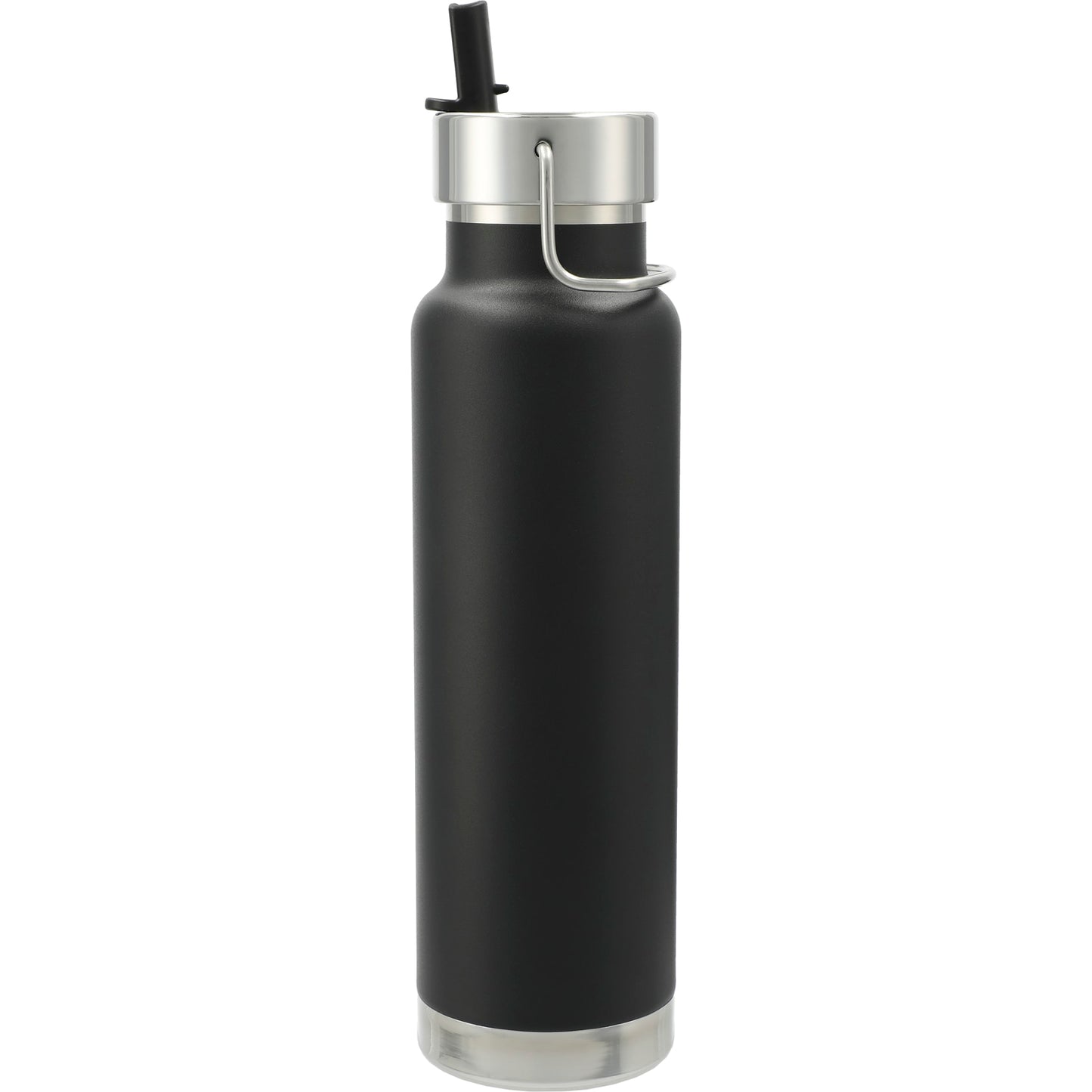 Front View of Black Thor Copper Vacuum Insulated Bottle 25oz Straw Lid plain