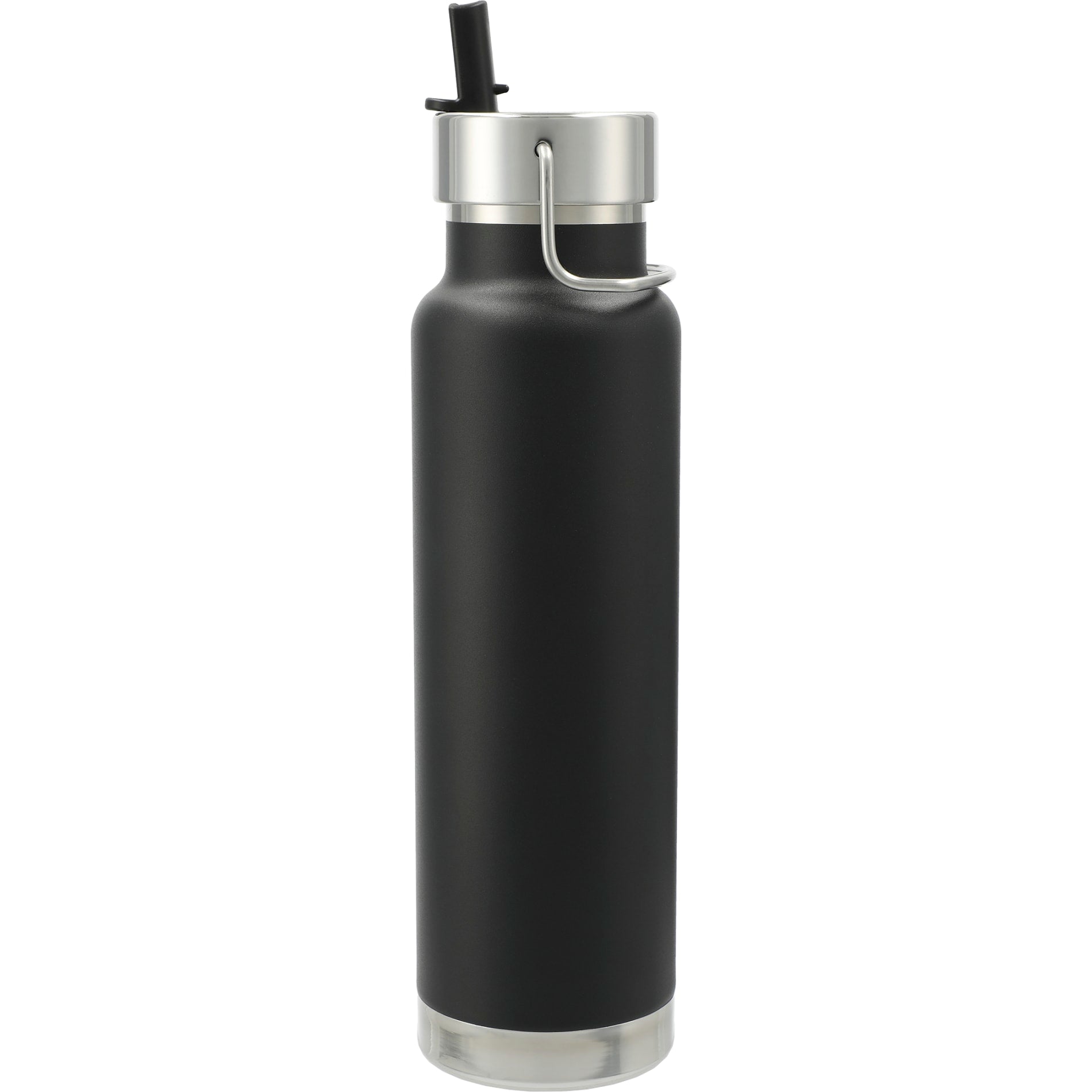 Front View of Black Thor Copper Vacuum Insulated Bottle 25oz Straw Lid plain