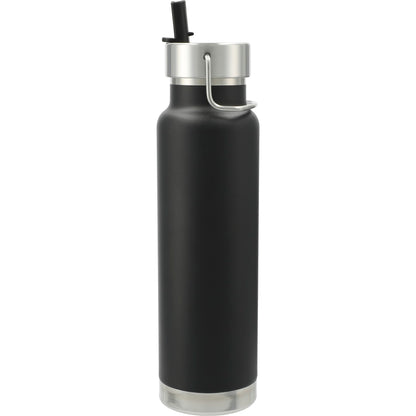 Front View of Black Thor Copper Vacuum Insulated Bottle 25oz Straw Lid plain