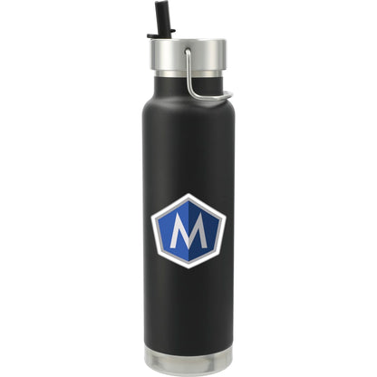 Front View of Black Thor Copper Vacuum Insulated Bottle 25oz Straw Lid