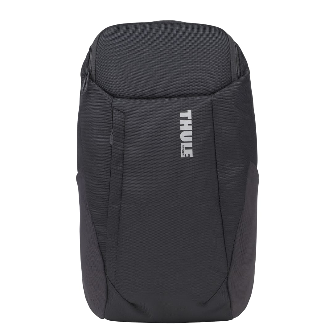 Front View of Black Thule Accent Recycled 15" Computer Backpack 20L plain